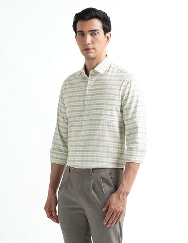 Image of Arrow Checked Slim Fit Mens Formal Shirt - Cotton, Breathable & Comfortable, Full Sleeves Shirts for Men