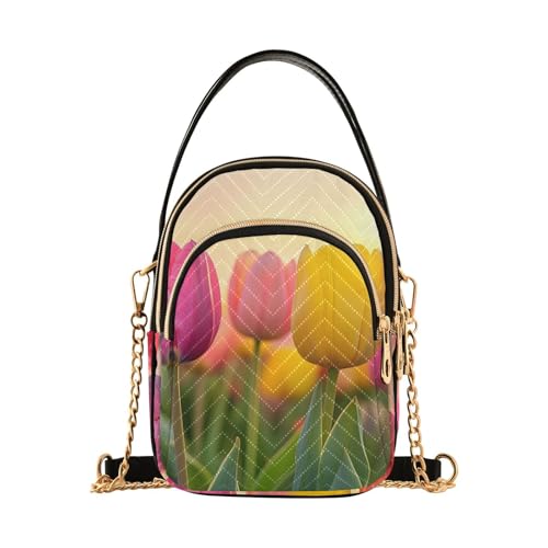 Shoulder Handbag Tulips Sunset Print Crossbody Purse for Women Stylish Ladies Shoulder Bag Top Handle Satchel