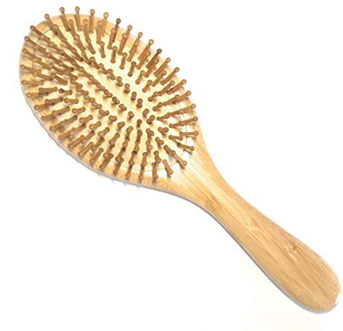 GSGO Bamboo Hair Brush Natural Detangler with Carry Bag For All Hair Types,Improve Hair Growth, Bamboo Pin Bristles Massage Scalp For Healthy Shiny Hair.