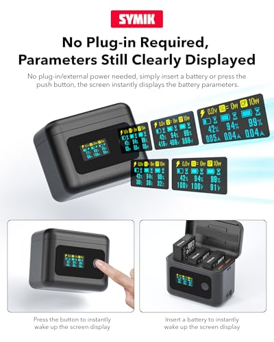 Image of Intelligent Battery Charger for DJI OSMO 360&Action 6 /5 Pro /4 /3,24W Fast Charging Hub w /LCD Display Shows Battery SOC,Batteries Not Included