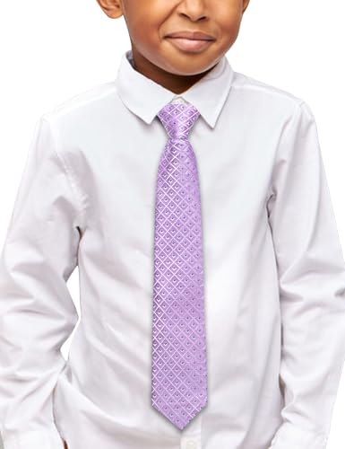 Image of Hi-Tie Boys Tie Pre-Tied Pocket Square Set Adjustable Kids Neckties Age 7-11 Years School UniForm Graduation