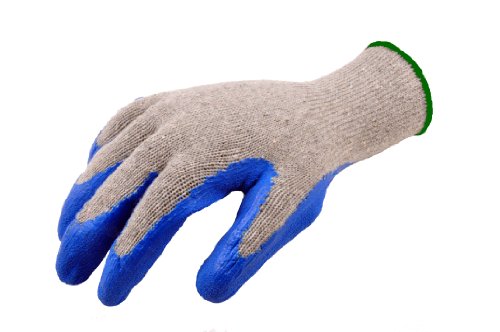 G & F 1511M-Dz Rubber Latex Coated Work Gloves For Construction, Blue, Crinkle Pattern, Men's Medium (Sold By Dozen, 12 Pairs) #TOP5