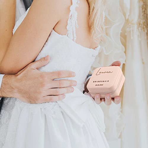 Dayofshe Maid Of Honor Gifts Personalized Bridesmaid Jewelry Box Leather Small Travel Jewelry Organizer Ring Case For Wedding Bridesmaid Proposal Gifts #TOP5