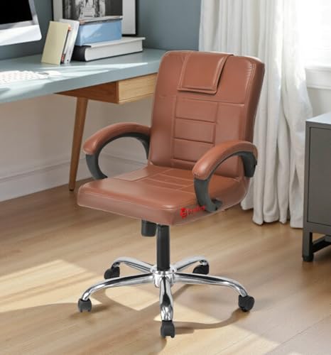 Image of revolving Chair Medium Back Home Office Home Study Revolving Comfortable Chair (1, Brown, Standard)