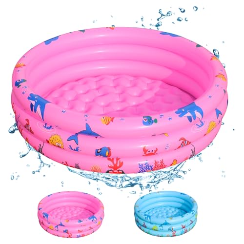 Shyllin 80x80x22cm Aufblasbarer Kinderpool,Three Ring Inflatable Paddling Pool,Planschbecken für Kinder,Babypool Play Pool (Rosa)