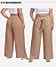 OLRIK Plus Size Pants for Women Wide Leg with Belt Casual Loose Paper Bag Pants Elastic High Waisted Trousers Flowy Khaki-4X