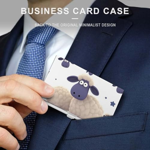 Slim Metal Business Card Holder - Sheep Aluminum Alloy Card Case with Buckle Closure, Holds 20 Cards & Cash, Professional Credit Card Size ID Holder for Men Women Gift3