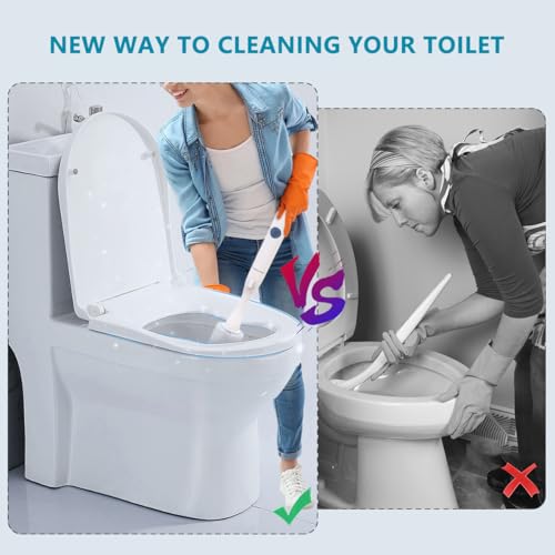 Electric Toilet Brush and Holder Set, Hillyfe Motorized Toilet Brush with 15 Disposable Refill Heads, Hard Nylon Brush 360 Degree Cleaning, Rechargeable - Image 7