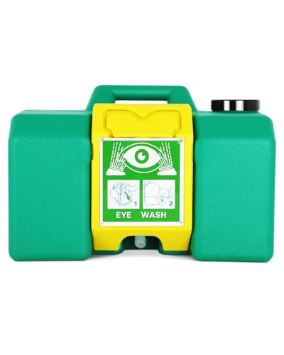 Image of 8 Gallon Portable Eyewash Station, OSHA Approved Eye Wash Station with Wall Mount Bracket, Gravity Fed Emergency Eye Wash Kit for Worksite, Lab, Warehouse, Dual Nozzle Hands-Free Operation | 8 gallon portable eyewash station, OSHA approved. Gravity-fed, 10-minute continuous flush. Wall or shelf mount
