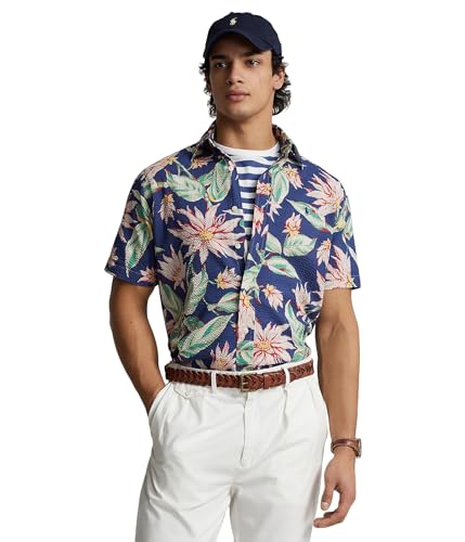 POLO RALPH LAUREN Men's Classic Fit Printed Seersucker Shirt, 6296 Belleville Floral, M