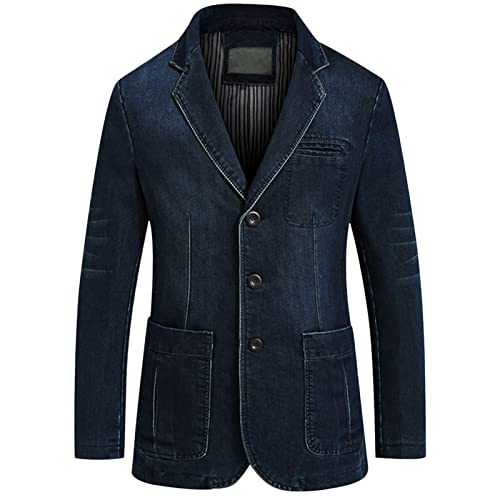 Fairnull Blazer Jeans Masculino Slim Fit Jaqueta Casual de 3 Botões Colarinho Blazer casual para neg
