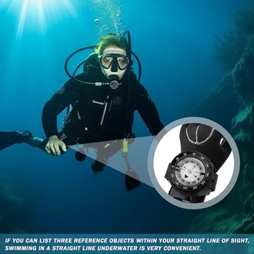 Brújula de buceo impermeable con visión nocturna para muñeca precisa bajo el agua 50m/164ft con banda de TPU negra miniatura 4