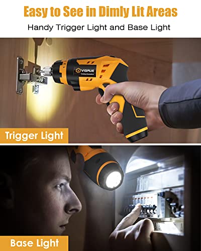 Vigrue Cordless Screwdriver, Rechargeable Electric Screwdriver With 45 Free Accessories, Battery Indicator, 7 Torque Setting, 2 Position Handle With Led Light, Flexible Shaft #TOP4