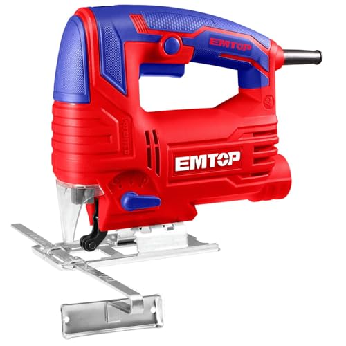 EMTOP - Sierra de Calar Eléctrica Pendular | 570 W | 220-240 V | Profundidad Corte 65 MM | 800-3000 RPM | 50/60 HZ | Para Cortes Curvos en Madera, Metal y Plástico | Diseño Robusto