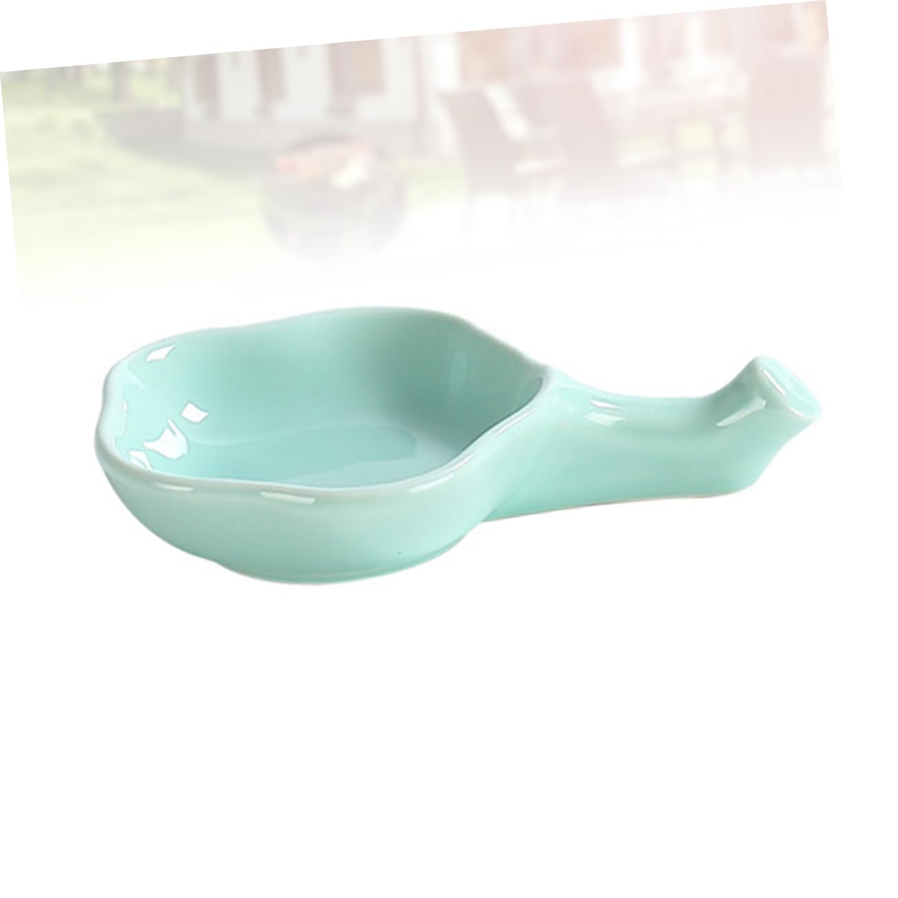 COLLBATH 1pc Chopstick Holder Porcelain Appetizer Plates Chopstick Stand Rest Rack Sushi Dipping Bowl Soy Sauce Plate Mini Sauce Dish Soy Sauce Bowl Japanese Plates Side Dish Spoon Green