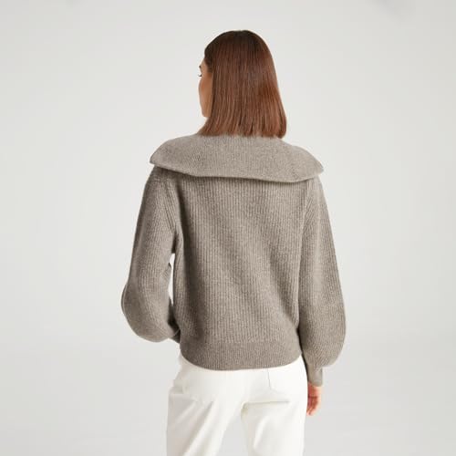 GreenMount Women's Zipper Cashmere Lapel Pullover Sweater Soft and Warm Long Sleeves for Women3