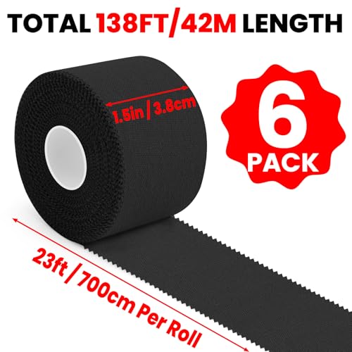Image of NUITPY 6 Pack Athletic Tape, Black Sports Tape, Easy Tear Wrist Tape, Strong Adhesion Tapes for Boxing, Gymnastics, Hockey, Soccer, Lacrosse and First Aid