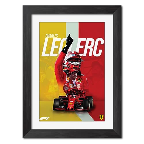Image of TenorArts Charles Leclerc Poster F1 Driver Posters Formula One Photo Frame Painting with Matt Finish Dark Texture (12 inches x 9inches)