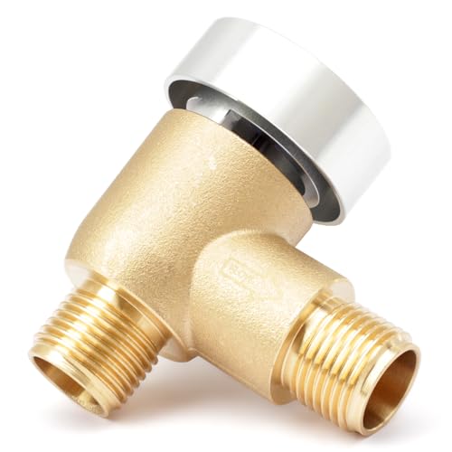 Upgraded Brass RV Vacuum Breaker Check Valve 571-VAC-CHK-A Camper Trailer Flusher Check Valve fit for b&b Model 571 Check valve Replace Leaking Vacuum Breaker on Black Tank System 1/2 DN Male
