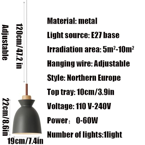 Suspension créative E27 avec abat-jour de plafond en métal robuste pour douille - 7