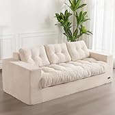 MAXYOYO Canapé 3 Places en Velours Côtelé, Floor Sofa Rembourré avec Accoudoirs, Canapé Causeuse avec Coussin et Dossier Capitonnés, Grand Sofa Poire pour Chambre à Coucher ou Salon