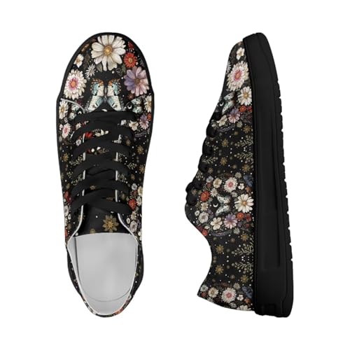 Women's Lace up Low Top Canvas Shoes Low Top Sneakers Fashion Casual Sneakers with Arch Support Comfy Flats 5.5-13.53