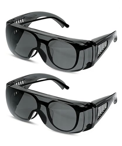 UNCO- Safety Glasses Over Eyeglasses, 2 Pack, Anti Fog Safety Goggles Over Glasses for Men and Women with Tinted Lens, Impact Resistant, UV Protective Eyewear for Chemistry Lab Work