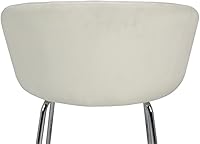 Vista 7 de Hillsdale, Marisol Taburete de Tocador Redondo de Metal y Tapizado con Respaldo Cóncavo para Sala de Maquillaje o Baño, Color Blanco Roto