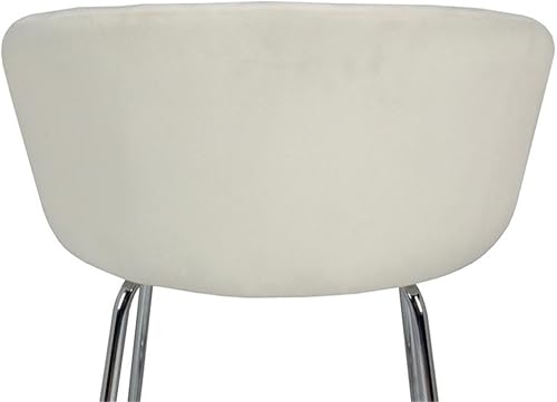 Miniatura 7 de Hillsdale, Marisol Taburete de Tocador Redondo de Metal y Tapizado con Respaldo Cóncavo para Sala de Maquillaje o Baño, Color Blanco Roto Blanco