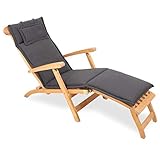 ROG garden-line Auflage FR DECKCHAIR LIEGESTUHL 186 x 45 cm - ANTHRAZIT