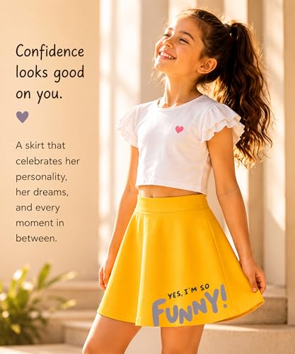 Image of KYDA KIDS Girls 100% Pure Cotton Skater Skirt with Attached Inner Shorts | Ideal for Summer Sports, Play & Casual Wear | Comfortable Fit for Girls Aged 2-16 Years