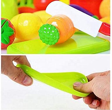 PowerTRC Kitchen Cutting Food Playset for Kids | Includes Vegetables, Fruits, Cooking & Eating Utensils | Comes with Portable Storage Basket image 4 of 5 B07KBDK1XK