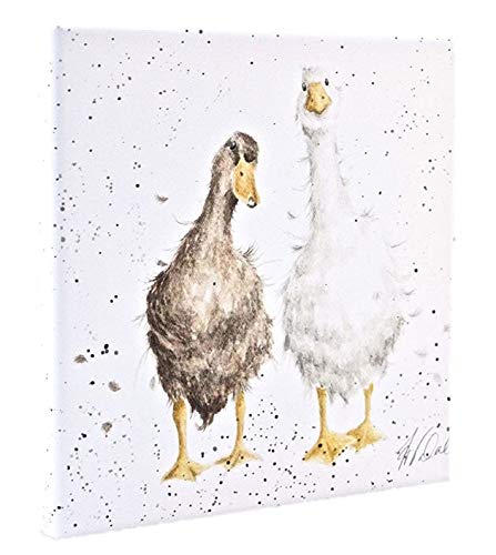 Wrendale Designs Goose and Duck Print on White Square Canvas 20 Centimetre Friends Since Egghood