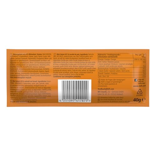 BiFi Roll – 24er Pack (12 x 2 x 40g) – Salami Snack in einem lockeren Teig – Original Wurstsnack To Go - für Unterwegs, im Büro oder beim Sport - mit Pfeffer, Koriander und Knoblauch