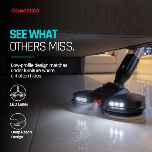 Image of Domestica Swirlo Spin Mop for Home | 2 in 1 Cordless Electric Mop | Upto 60 mins Runtime | Self Propelling | Dual Motor 280 RPM | LED Headlights | Flexible Swivel | Rechargeable | for All Floor Types