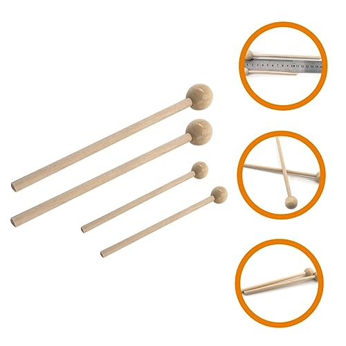 Par de baquetas de madera con cabeza redonda para práctica miniatura 7