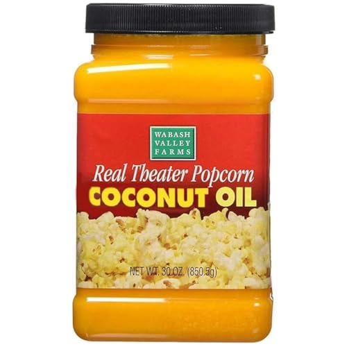 Real Theater Coconut Popcorn Oil - 30 oz Butter Flavored Coconut Oil for Whirley Pop Popcorn Maker, Popcorn Oil Butter Flavor Stovetop Popcorn, Popcorn Oil for Popcorn Machine (by Wabash Valley Farms)