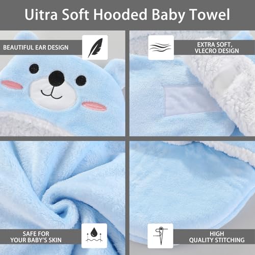 Image of Swaddles for Newborns,Personalized Baby Sleep Sack,Infant Cute Plush Receiving Blanket 0-6 Months for Girl Boy (Blue Bear)