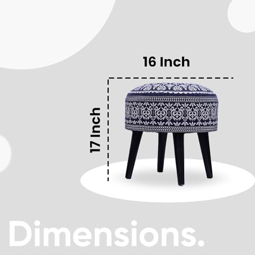 Image of Stool Ottoman Pouffes for Living Room, Kitchen, Home, Office Furniture with Soft Cotton Cushion Mudda Footrest Stool for Chair Sofa Bed Dressing Decor, Manadla Blue (17 Inch Pack of 1)