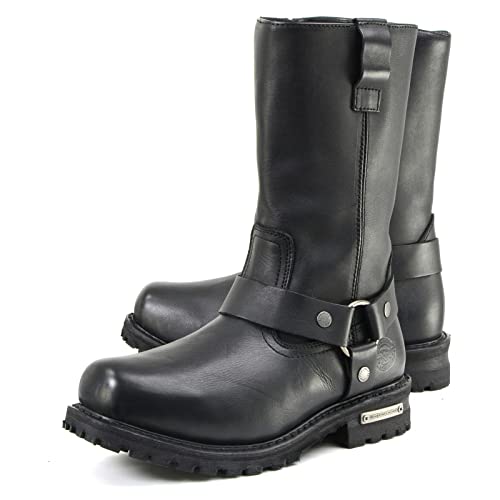 Milwaukee Leather Men’s Black Waterproof Boots 11-inch Wide Width Square Toe with Harness and Zipper MBM9061WP - 9W4