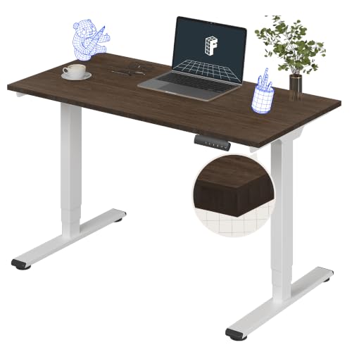 Image of FLEXISPOT E6 Bamboo 3-Stage Dual Motor Electric Standing Desk 48 x 24 Sit Stand Up Desk, Holds 220 lbs, Adjustable Height w /Memory Presets, Solid Walnut Bamboo Desktop & White Frame, Ships in 2 Boxes