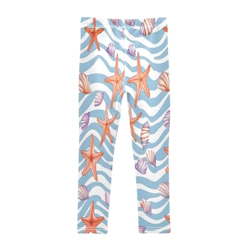 Toddler Girls Leggings Printed Yoga Pants Leggings Red Shells Starfish for Kids2