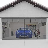 MoKo Puerta de Malla Magnética, Malla de Insectos para Garaje, Cortina Mosquitera Cochera, Pantalla Antimosquitos de Fibra de Vidrio para 2 Autos, Cierre Automático Manos Libres 496x218 cm, Negro