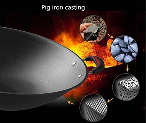 CTCOIJRN Woks Professioneller Antihaft-Wok aus Gusseisen for Induktionsgas mit 43 cm langem Anti-Verbrühungs-Griff 6 CTCOIJRN Woks Professioneller Antihaft-Wok aus Gusseisen for Induktionsgas mit 43 cm langem Anti-Verbrühungs-Griff