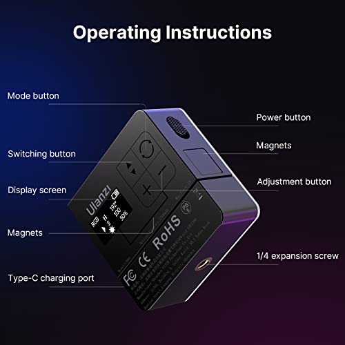 Ulanzi Vl49 Pro Rgb Video Light, Mini Rechargeable Led Camera 360° Full Color Portable,2500-9000K Dimmable Led Panel Lamp W Lcd Display,Photography Lighting Support Magnetic Attraction #TOP6