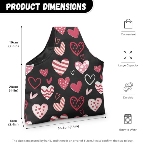 Image of KUIFORTI Cute Heart Yarn Bag Knitting Crochet Bag Yarn Storage Bag Organizer Valentines Day Gifts for Women Girls Wrist Bag, Yarn Tote Bags for Crocheting Love Heart Print
