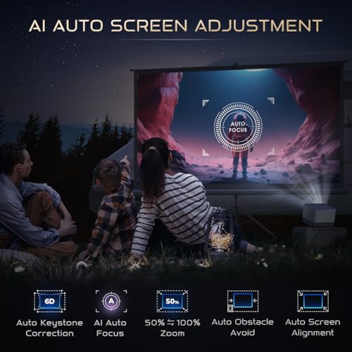 AURZEN BOOM 3 3-in-1 Smart Projector with Carrying Case, DoIby Audio & 36W Speakers, NetfIix-Officially-Licensed, Auto Focus & Keystone, 500 ANSI, Native 1080P Movie Projector