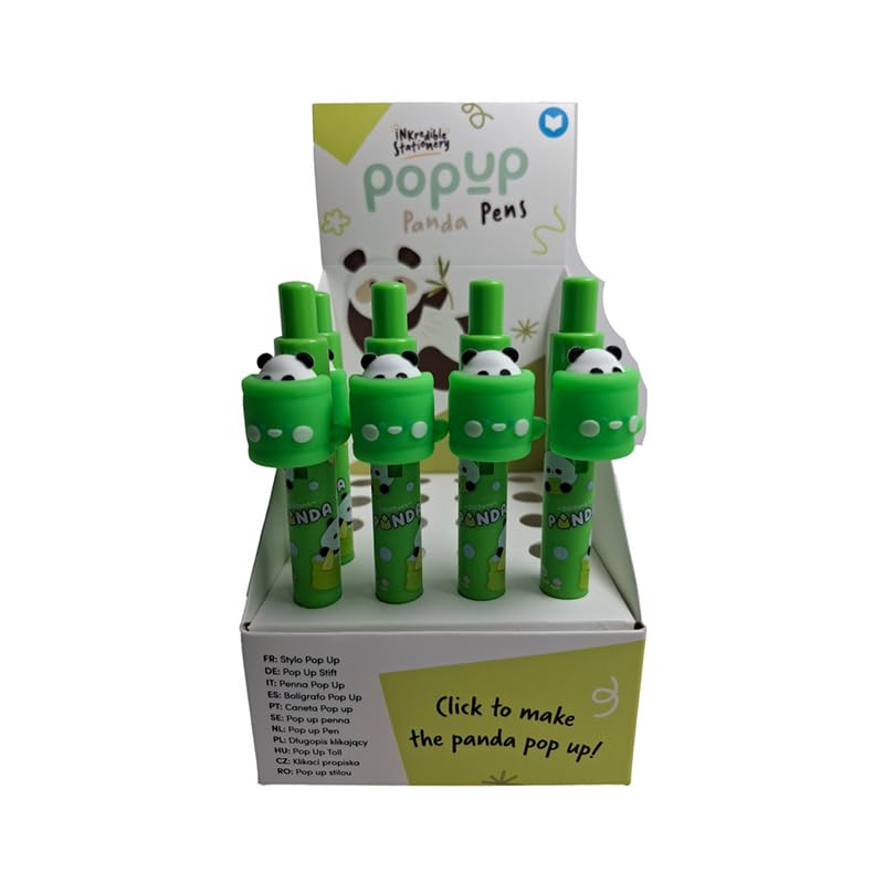 Puckator Panda Click Pop Up Pen – Set di cancelleria – Cool Fancy Pack di penne nere per ufficio scrittura università – Uni Essentials – Forniture per il rientro a scuola – non macchia