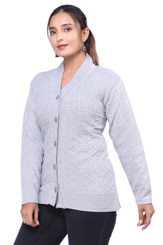Image of Women Long Chain Design Woolen Winter WEAR Coat Cardigan (DKSELF)