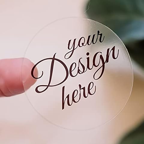 Yngel 100 Or 200 Pack 1.5 inches Custom Your Own Transparent Waterproof Sticker Personalized Decals Text Name Image Photo Clear Labels Stickers Cover